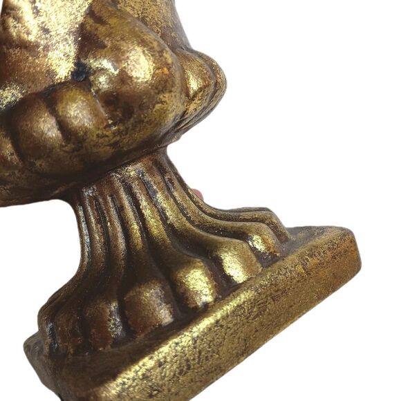 Gold Urn Planter Ceramic Baroque Vine With Leaves Hollywood Regency - Picture 8 of 13